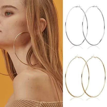 30-100mm Small Big Circle Hoop Earrings
